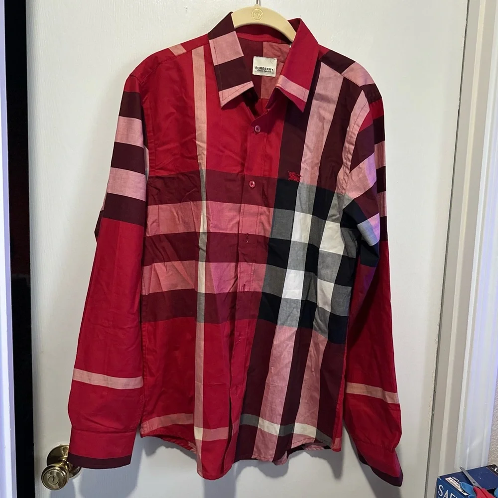 burberry plaid dress shirt Relaxed Fit Check Cotton Flannel Shirt in Sand beige - Men